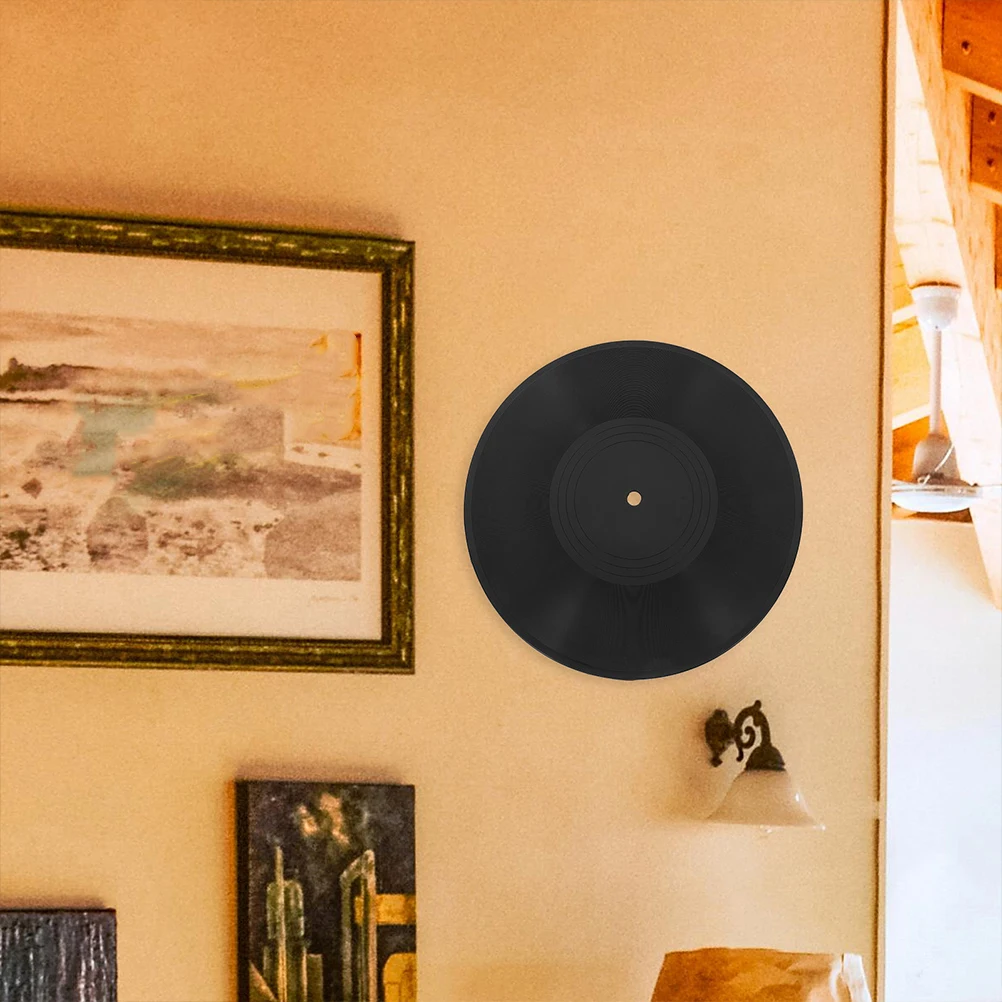 

2 Pcs Record Decoration Retro Wall Fake Blank Discs for Home Bar Cafe Vinyl Wall Decor Disco Accessories