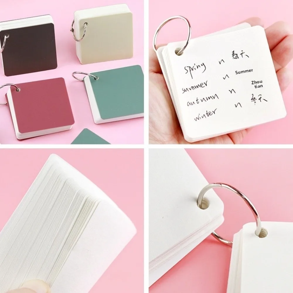 Portable Pocket Memo Pads 80 Sheets Loose Leaf Memory Learning Book with Ring Blank Study Notepads for Memory Learning Studying