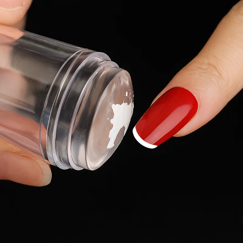 Skrobak do folii na paznokcie 2 szt./zestaw Silikonowy Przezroczysty Zestaw do zdobienia paznokci Francuski Design Manicure Stempel do paznokci Narzędzie do transferu wzorów