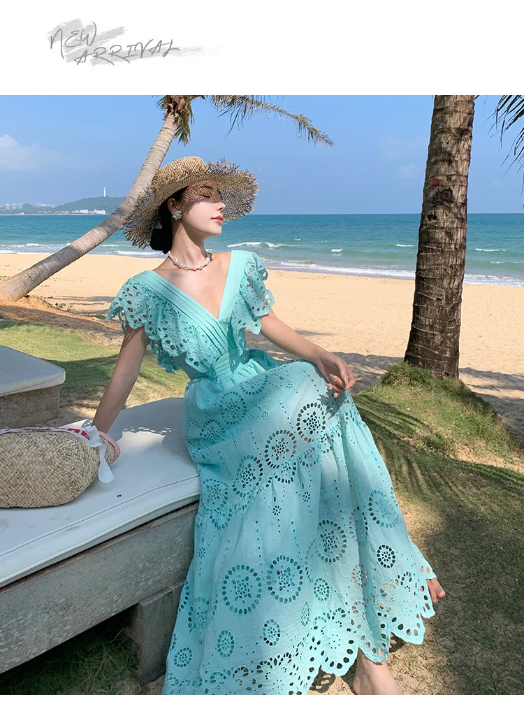 Boho Hollowed Out Lace Hook Flower Summer Dress Women Turquoise Flying Sleeve V-neck Fairy Vacation Dress Casual Party Dress - AliExpress 200000345 Boho Hollowed Out Lace Hook Flower Summer Dress Women Turquoise Flying Sleeve V-neck Fairy Vacation Dress Casual Party Dress - AliExpress 200000345