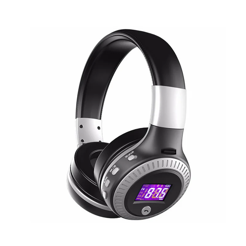 Imagem -02 - Auscultadores Bluetooth com Mic Led Digital Screen Bass Headsets Fones de Ouvido sem Fio tf Rádio fm Computador pc Laptop 5.3