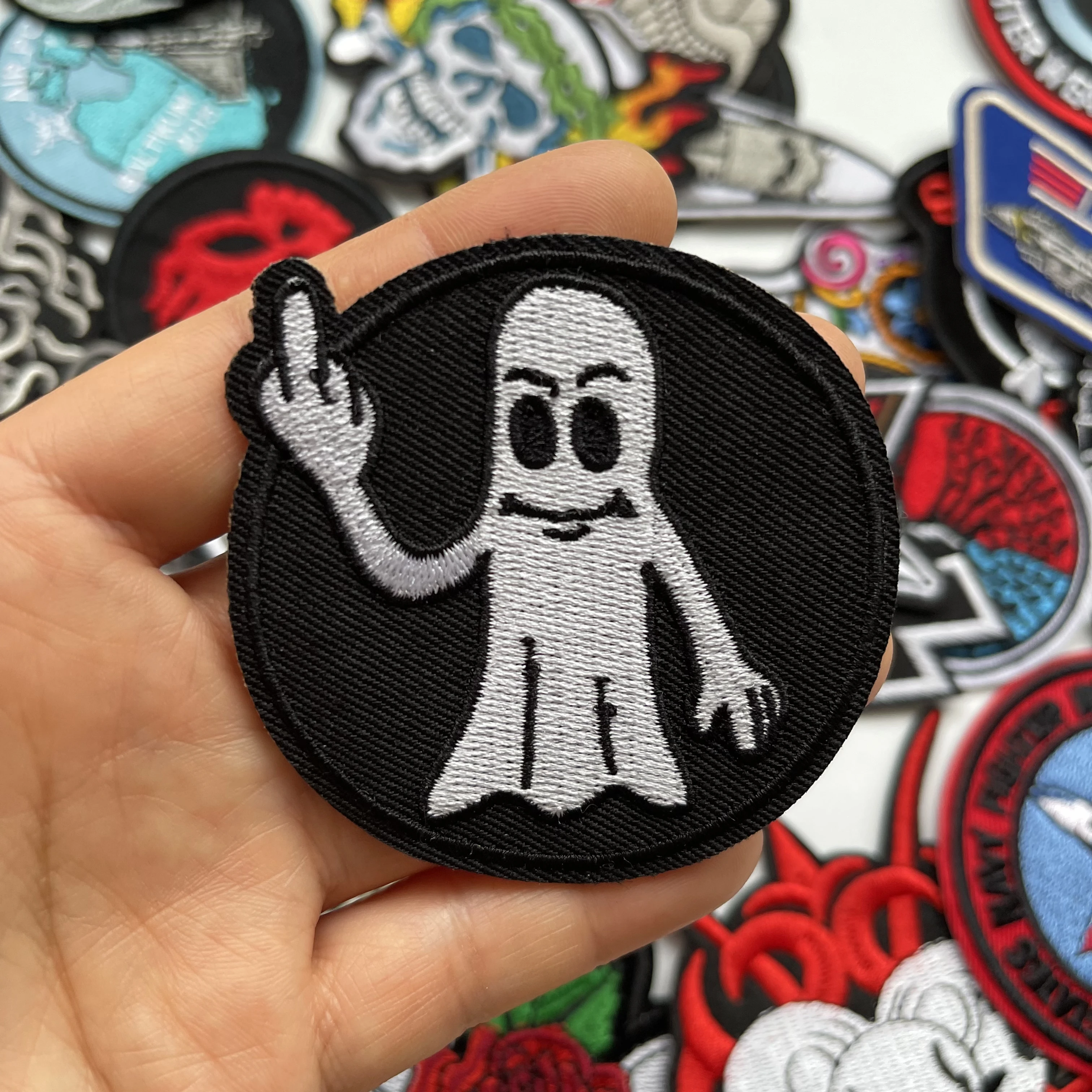 Skull Embroidered Patches For Clothing  Aircraft Skeleton Embroidery Patch Iron On Stickers Applique Patches for Jacket Clothes