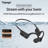 Bone Conduction Headphones Open Ear with Mic,15Hrs Playtime Bluetooth 5.4, Receiving Mode Compatible Tayogo Transitter T6