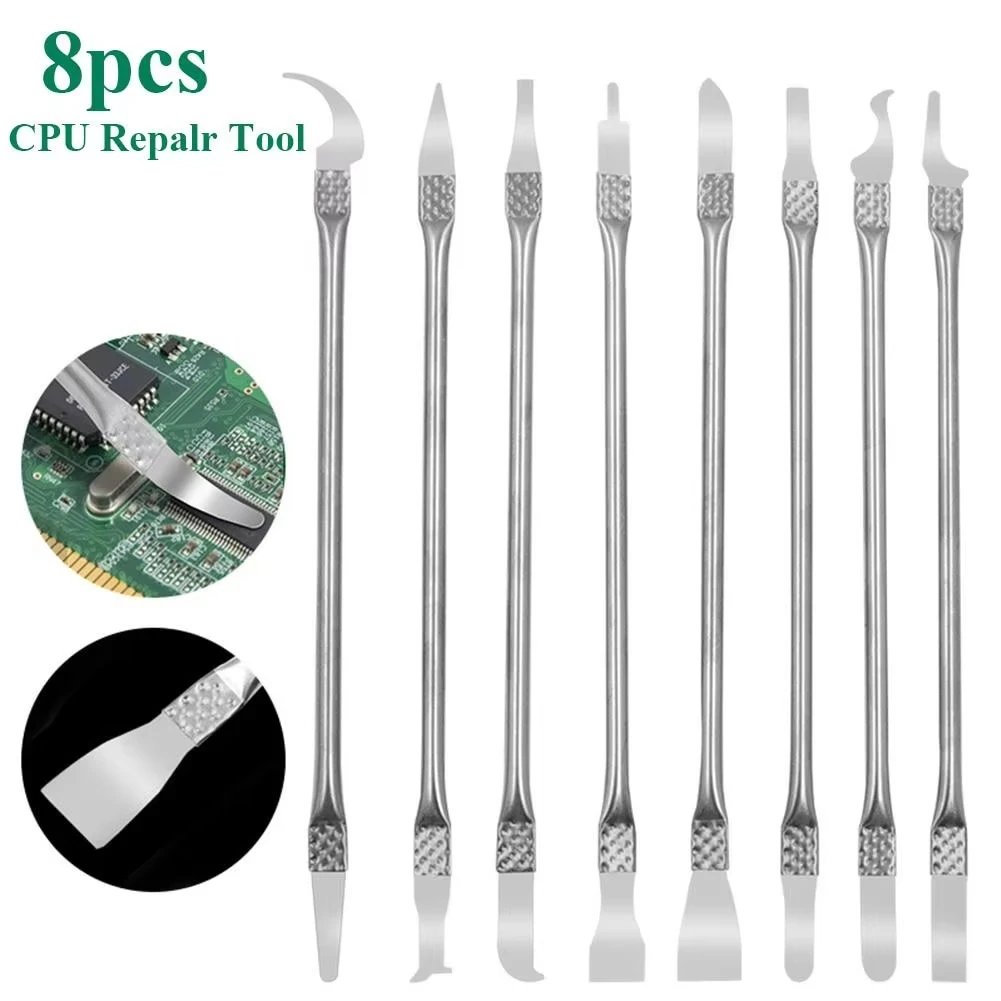 8Pcs Ultra Thin IC Chip CPU Blade Knives Motherboard Maintenance UV Glue Cleaner Remover Tools for Phone Disassembly & Repair