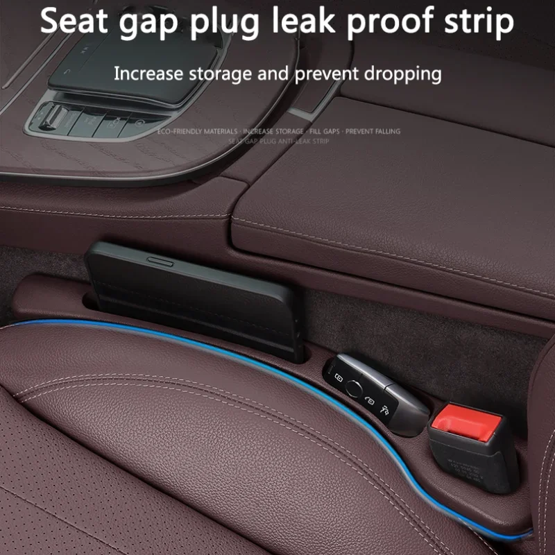 Car Seat Gap Filler Organizer 2 Pack PU Waterproof Car Universal Seat Filler Strips 2 Slot Storage Car Interior Accessories