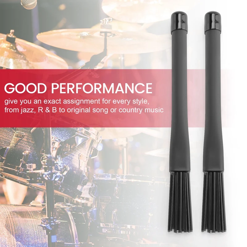 1 Pair Jazz Drum Brushes Retractable Drum Sticks 32 Cm Black