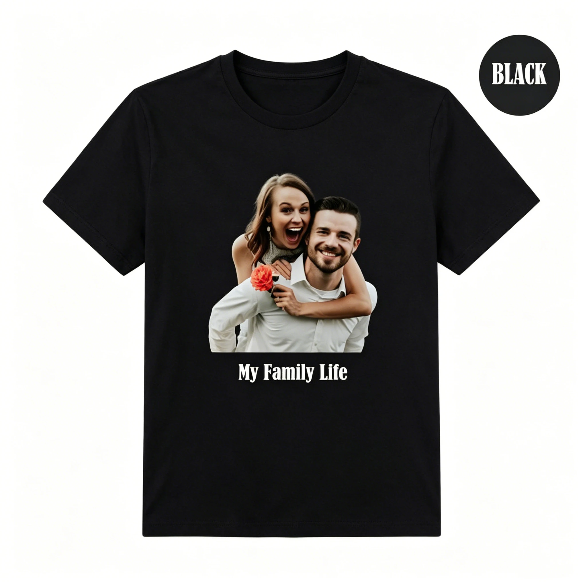 Fashion T Shirt Custom Photo Image Text Personalized Print Design DIY Casual Top For Daily Anniversary Holiday Gift - view 3