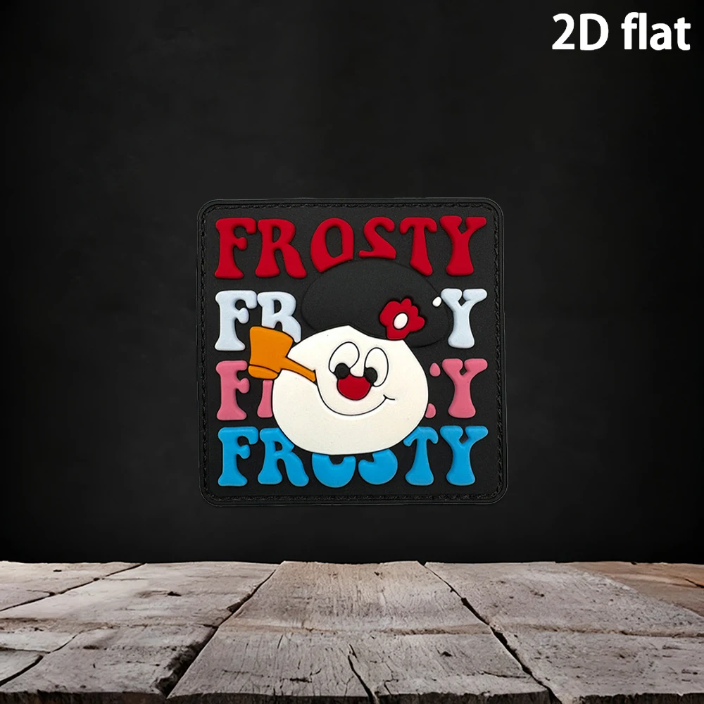 Cartoon black background red-nosed character avatar pattern, self-luminous effect square arm patch, 2D flat PVC material, reinforced edges, supports repeated attachment and removal, fun trendy toy theme, cosplay styling prop accessory, available in various sizes, 1pc/2pcs/3pcs soft side patch for backpack storage bag