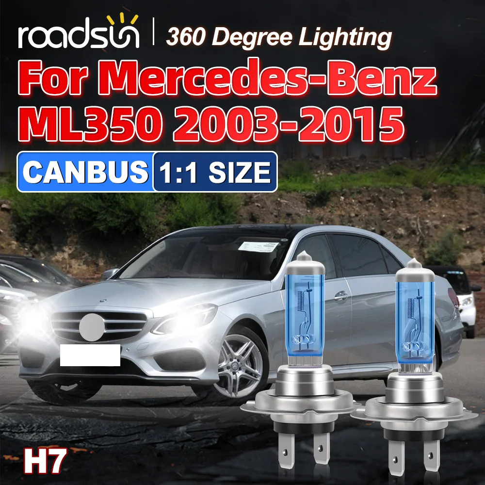 

Светодиодный галогенный фонарь H7 для Mercedes-Benz ML350 2003-2015 6000K Белый Размер 1:1, высокий низкий, простой в установке светодиодные лампы 18000Lm