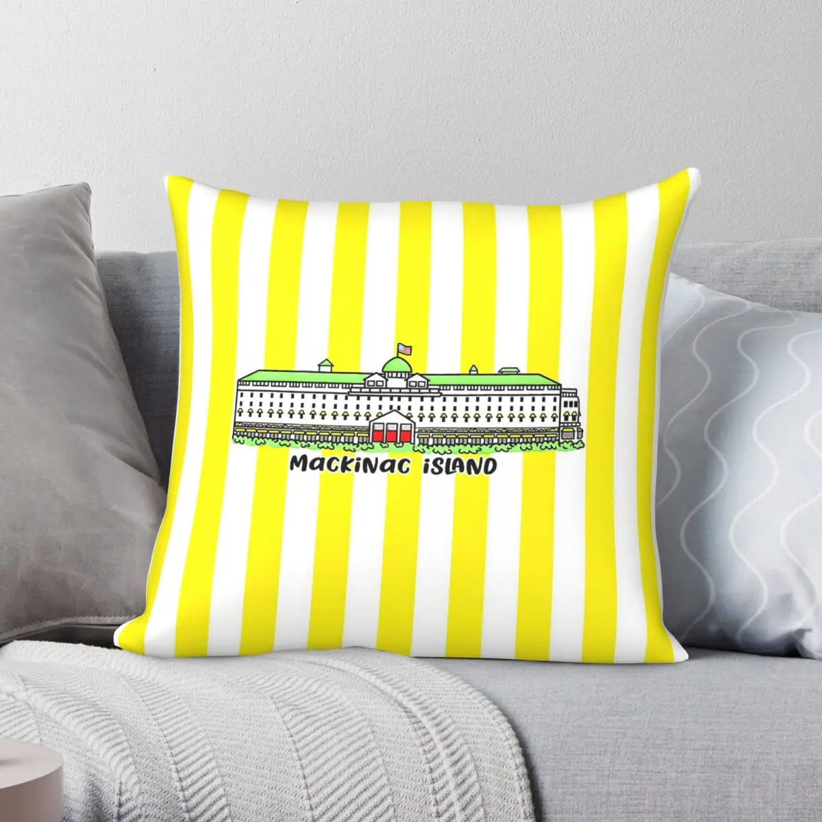 Grand Hotel Mackinac Island Square Pillowcase Polyester Linen Velvet Creative Decor Throw Pillow Case Bed Cushion Cover 45x45