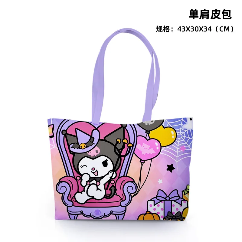 Sanurgente-Sac à main en cuir de grande capacité, série Halloween initiée, Hello Kitty Kuromi, sac à main mignon, cadeau de vacances, à la mode et de grande valeur