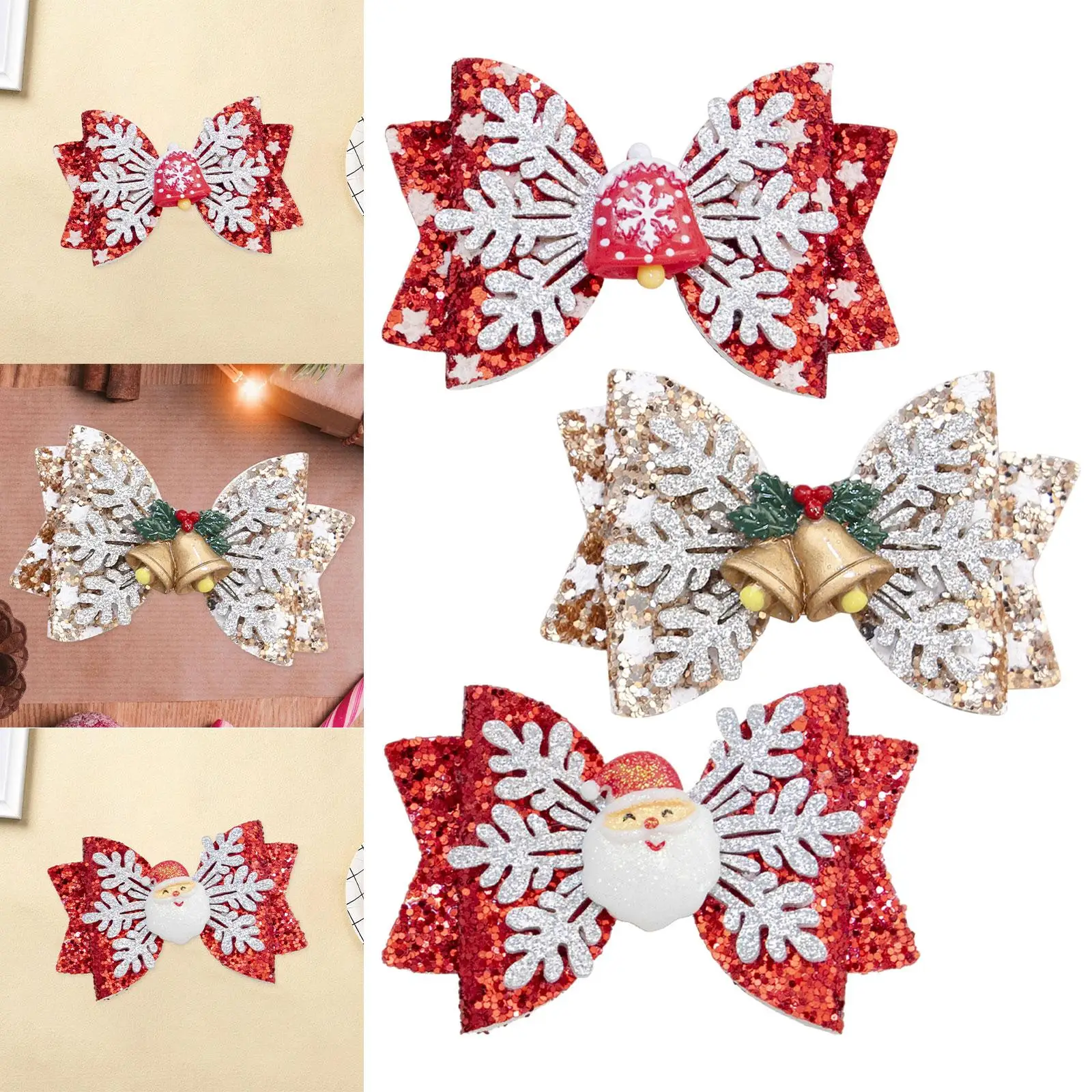 

Christmas Hair Bow Sequin Bling Headwear Decorative Sparkly Hair Barrette