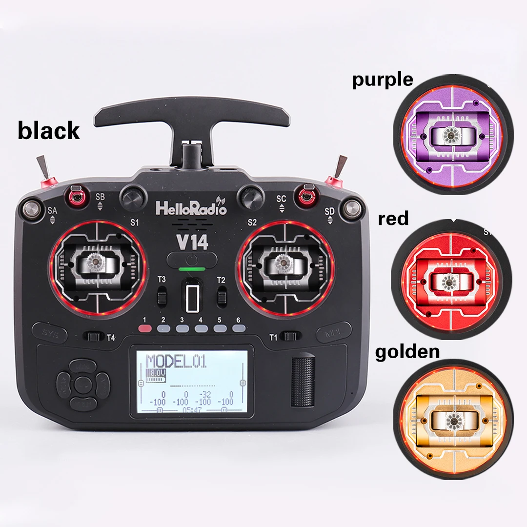 HelloRadio V14 ELRS Left Hand Throttle Remote Control Multi Protocol Open Source FPV High Frequency Head EDGTX Firmware Joystick