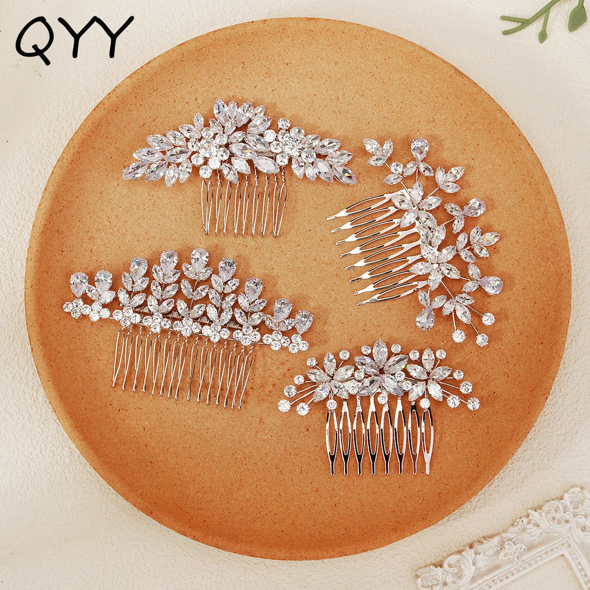 

Сверкающий цирконий, расческа для волос ручной работы, заколка для волос в корейском стиле с цветочным принтом, головной убор для женщин, свадебные заколки для волос в качестве подарков