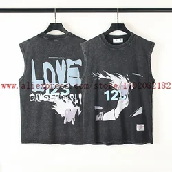 Washed Worn RRR123 Tank Top T-shirt Men Women Summer Loose Tee Vintage Fashion Sleeveless T Shirt