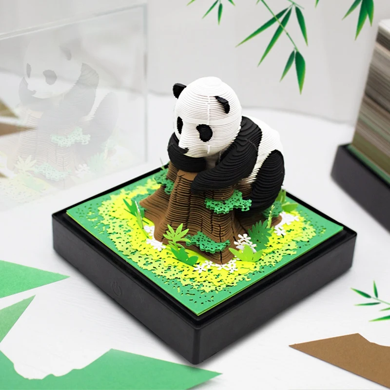 Imagem -02 - Panda Calendário com Luz Escultura em Papel Arte Pedaço do Tempo Presentes Faça Você Mesmo Decoração Desktop 2024 3d