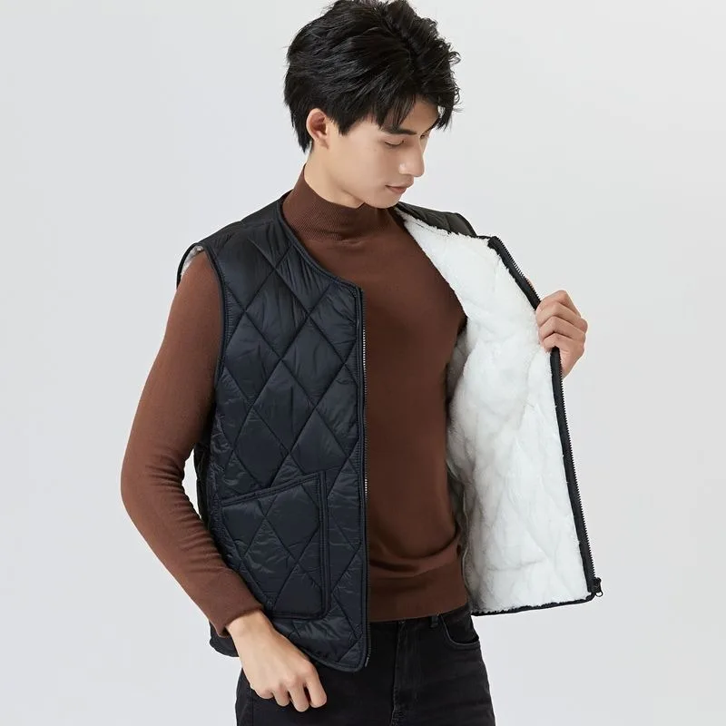 

Новое поступление, утолщенный мужской облегающий жилет с хлопковой подкладкой и уютной подкладкой для осени и зимы, подходит для внутреннего и наружного ношения