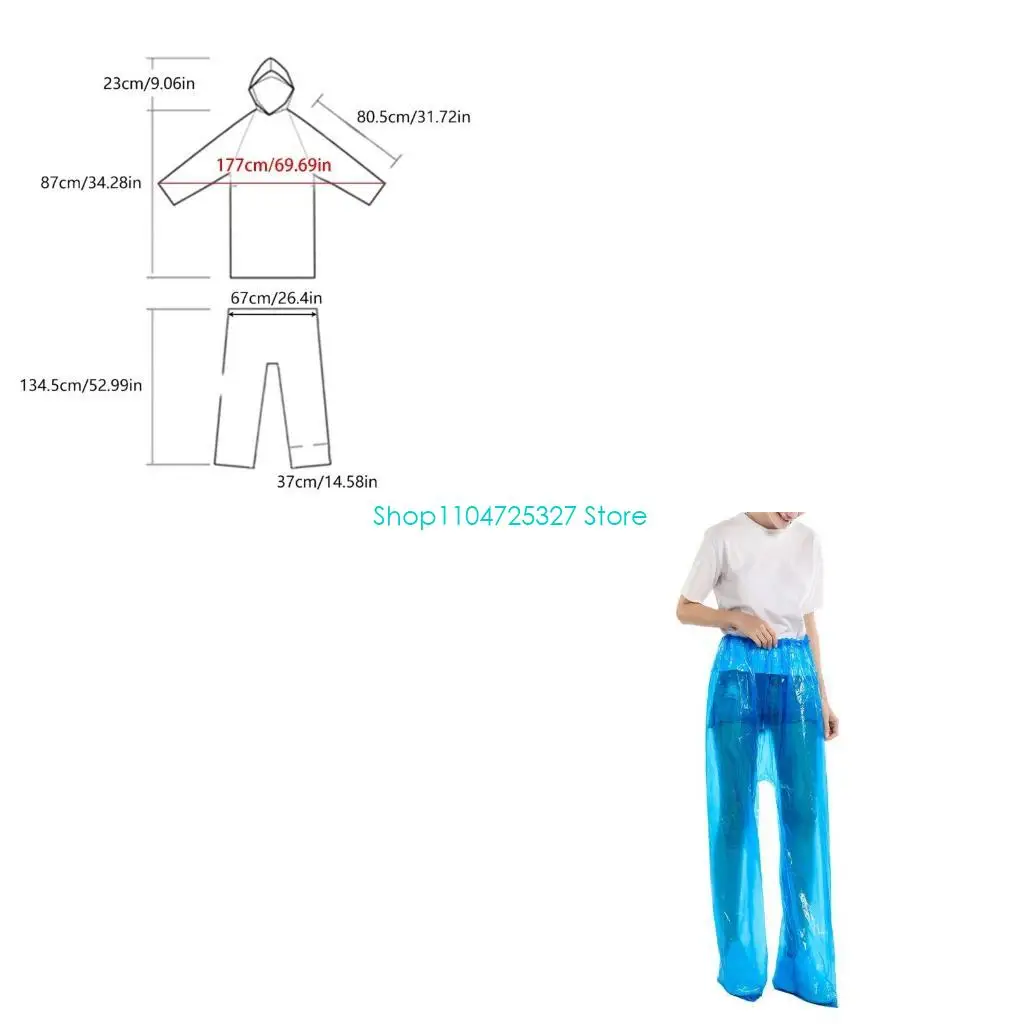 D8KF Disposable Raincoat Rain Pants Rain Poncho for Outdoor Camping Festivals Hiking Dustproof Waterproof Protective Clothing
