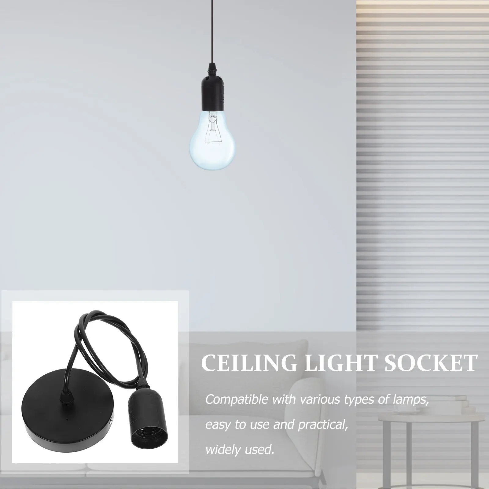 1Set Ceiling Lamp Socket Light Bulb Holder High Temperature Resistant Large Power Lamp Holder Easy Replace Compatible for Indoor