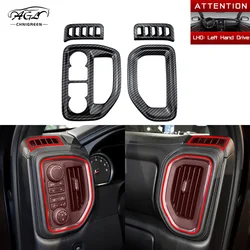 ABS Carbon Fiber Color LHD Dashboard Air Vent Outlet Trim Cover for Chevrolet Silverado 2019-2022