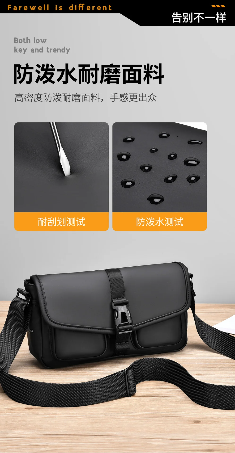 Modische Herren-Umhängetasche, wasserdichte Reise-Umhängetaschen für Herren, ultraleichte Pendler-Umhängetasche, lässige Reisen, Reisetasche – Detail 6