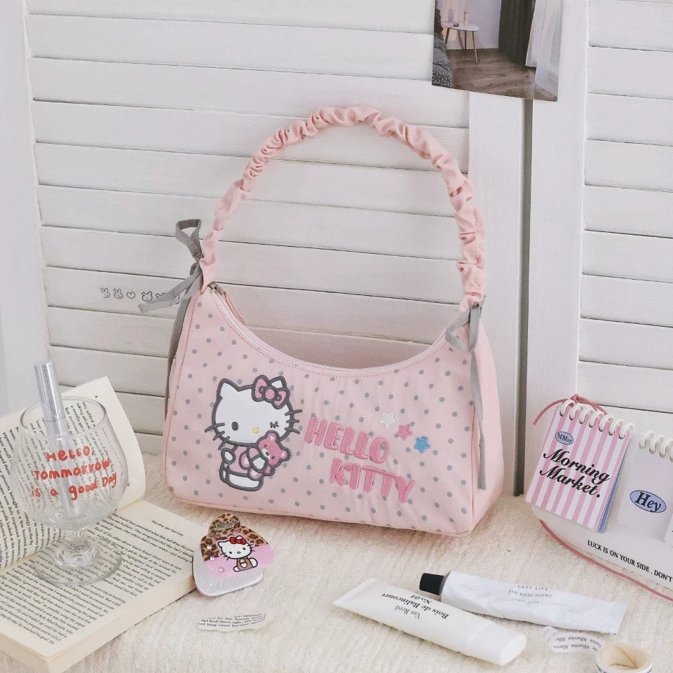 Hello Kitty handbag, women's portable, Japanese style, simple and multifunctional, cute girl handbag