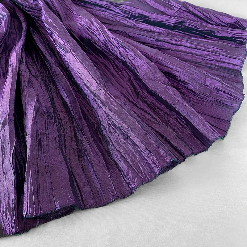 Purple Fashion Pleated Dress Fabric DIY Material Haute Couture Irregular Pleat Designer Fabrics for Sewing Lady Shirt