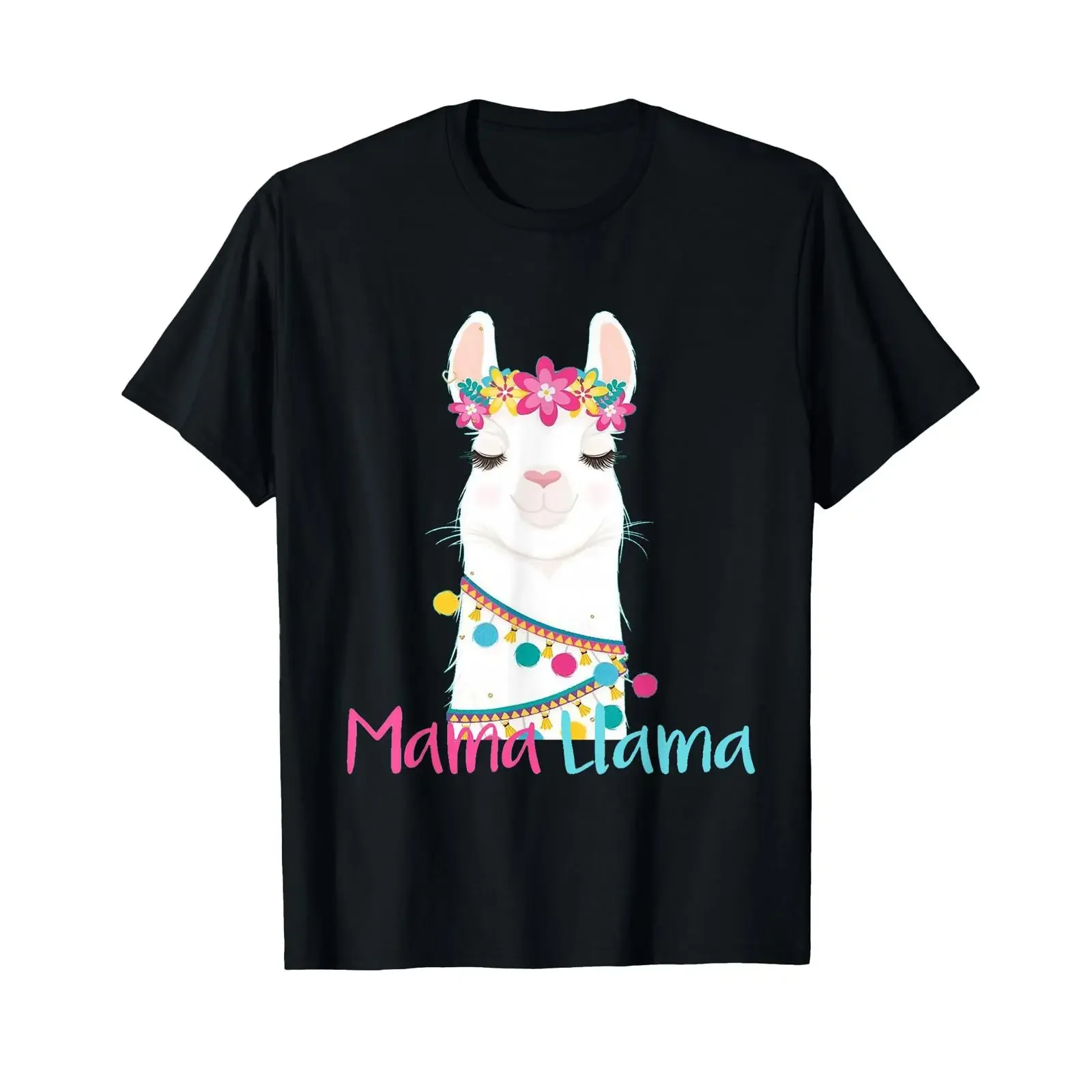 Mama Llama Funny Mother's Day T Shirt for Women Mom Love vintage Washed Slightly Casual graphic Unisex streetwear Versatile