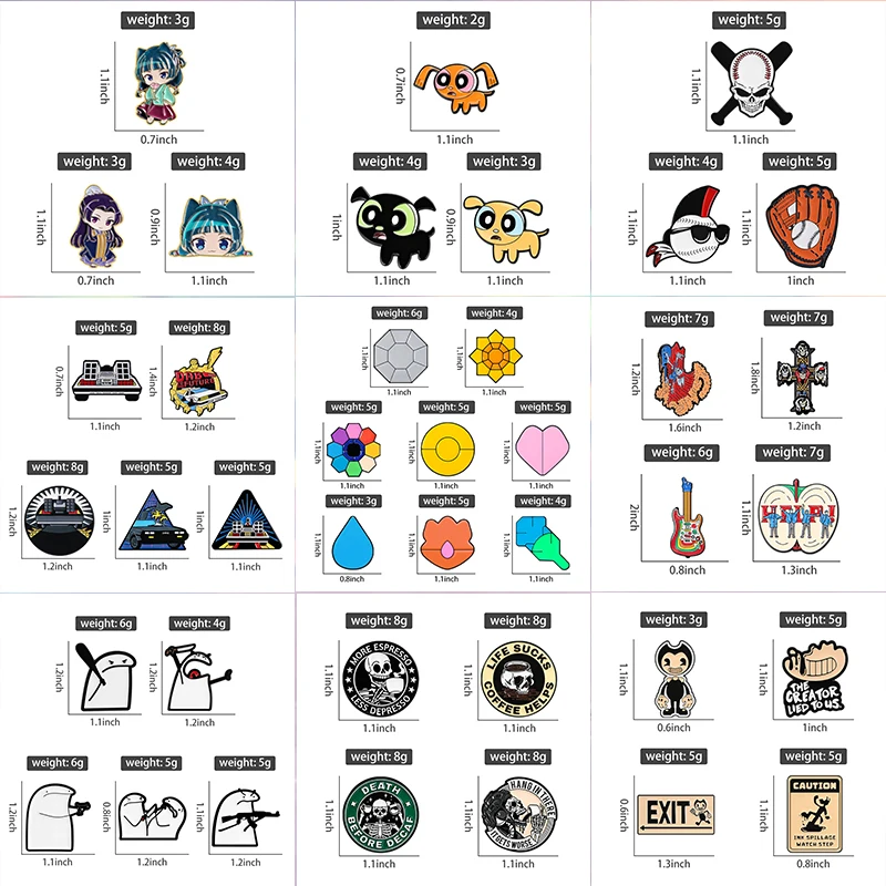 2-7pcs/set Back To Future Retro Time Machine Enamel Pins Rock Band Punk Skull Cross Anime Game Dog Brooch Bag Badge Jewelry Gift image 2