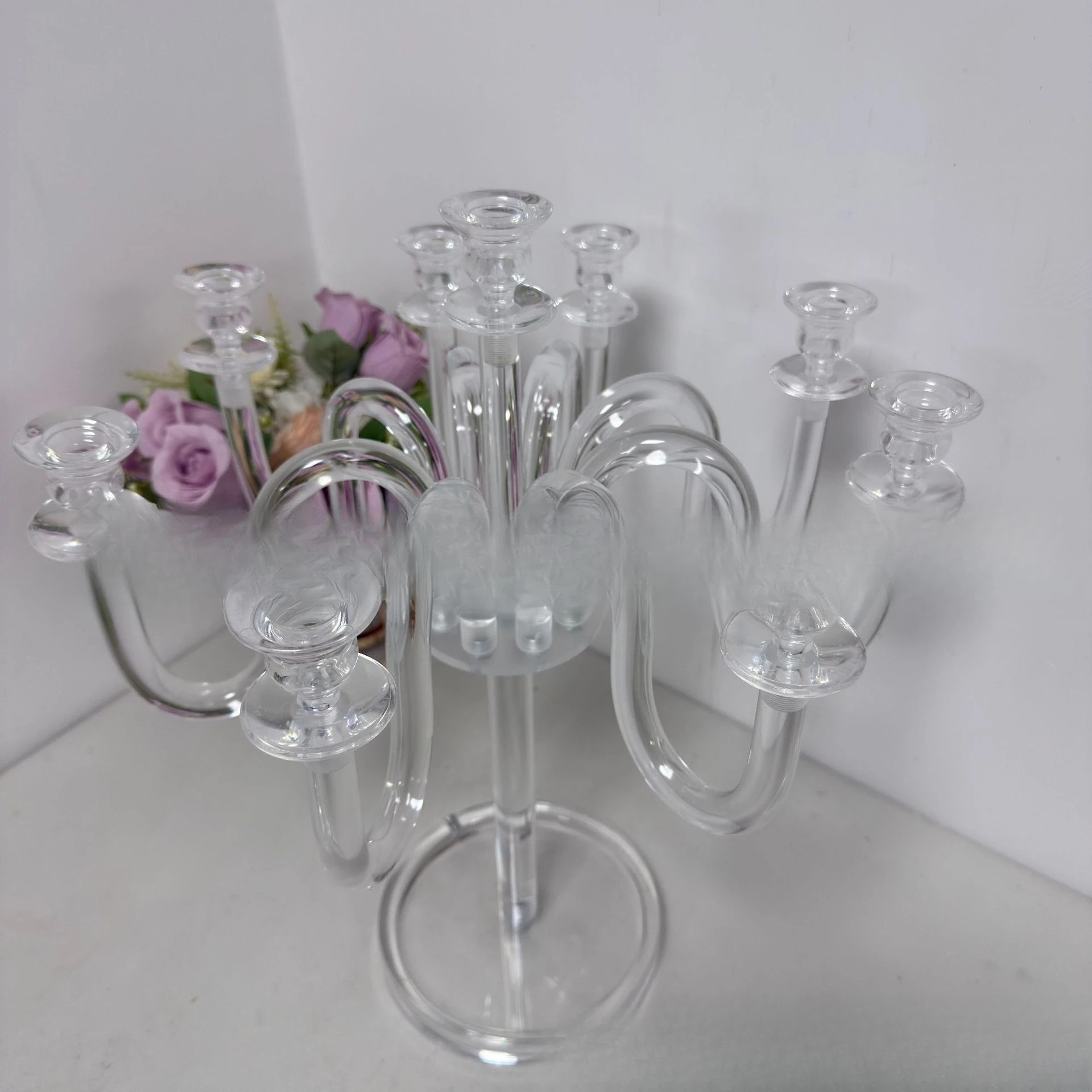 

Новый акриловый подсвечник 8 + 1 для свадеб, западных ресторанов, дней рождения, вечеринок, подсвечник