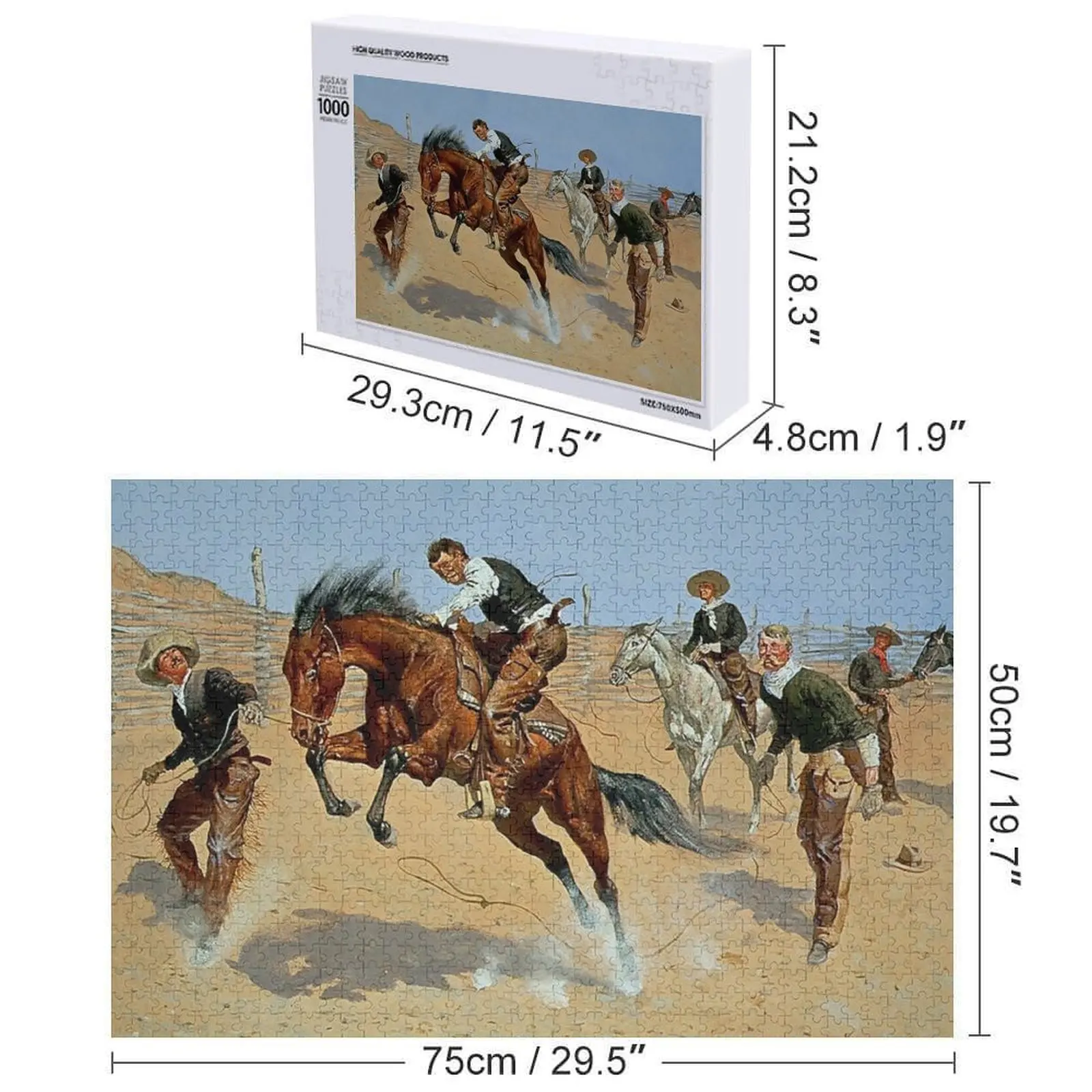 프레데릭 레밍턴 서부 미술 “Turn Him Loose” 직소 퍼즐 애니메이션 맞춤형 나무 이름 맞춤형 선물 퍼즐