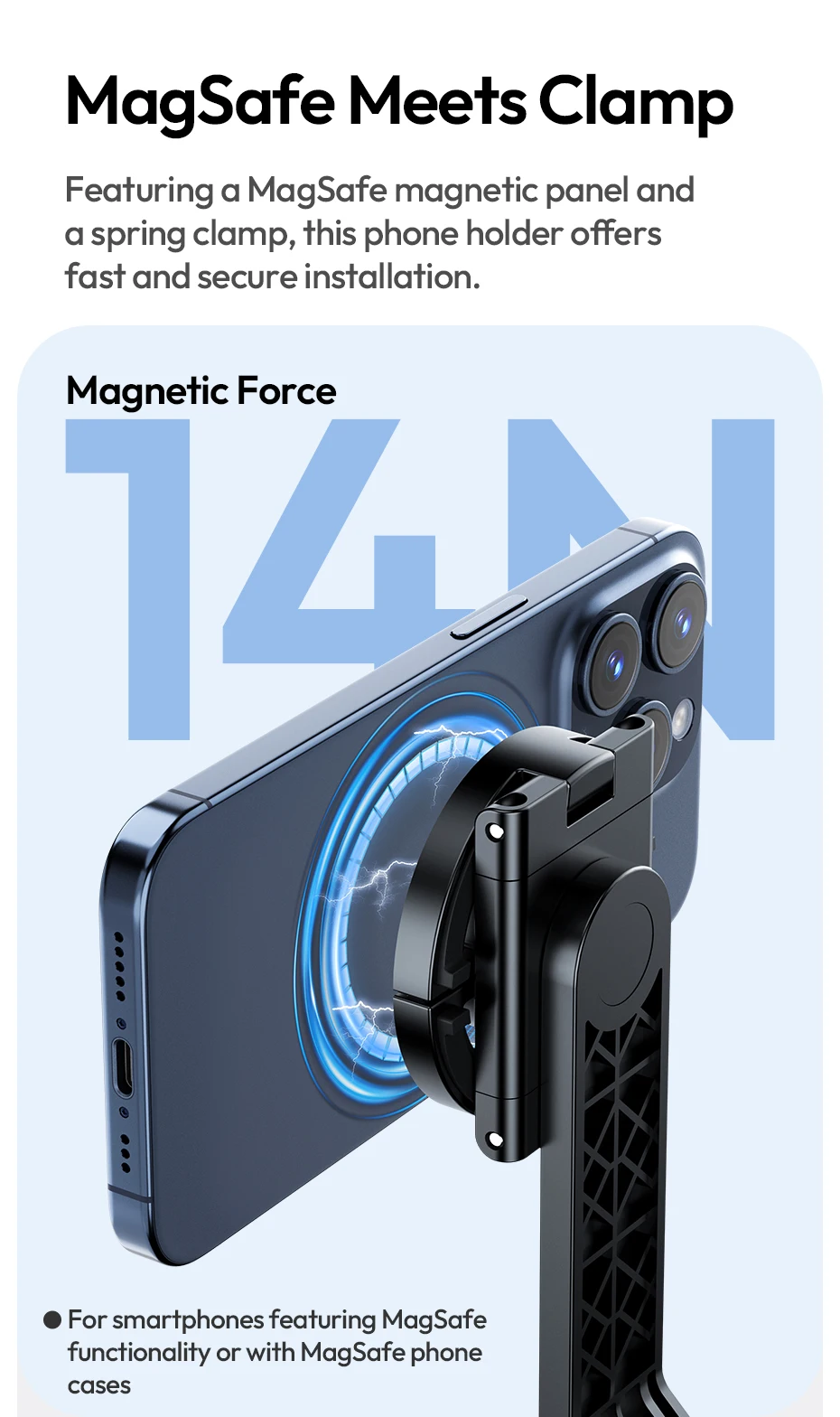 Ulanzi TT88 Overhead-Selfie-Stick 1,44 m mit MagSafe-Klemme, Fotografie-Stativ für Smartphone-Livestreaming und Vlogging mit Fernbedienung, Dual Cold Shoe, Fernbedienungslicht, Desktop-Aufnahme, Mantis-Halterung – Detail 20