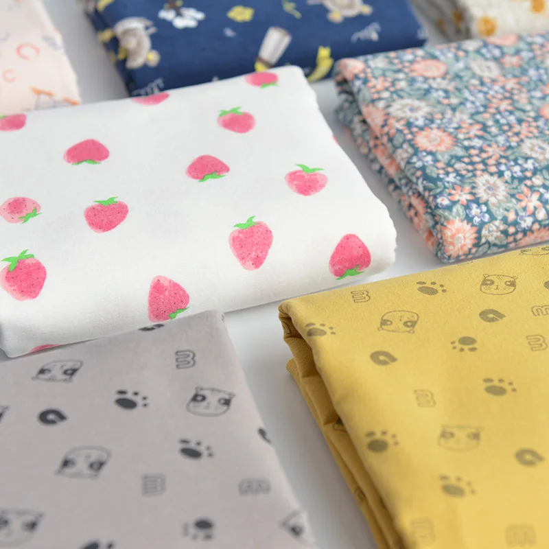 140x50cm, Autumn and Winter, New Pure Cotton Brushed Christmas Flower Fabric, Flannelette Making Clothes Sewing Cloth