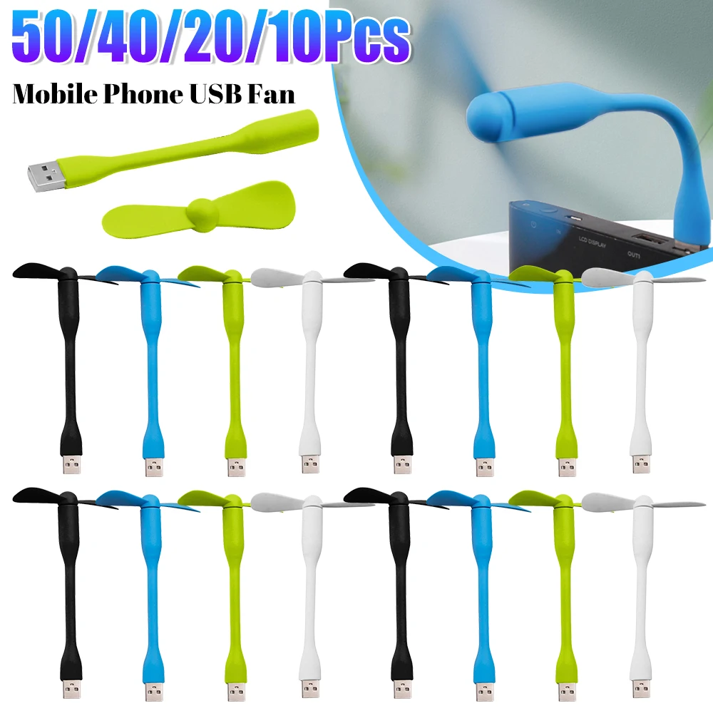 1-50pcs Flexible Portable Mini Fan for Power Bank Notebook Computer Summer Travel Cooling Cooler Mobile Phone USB Gadgets Fans