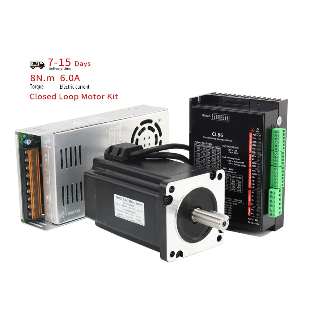 HanBuild nema34 closed loop kit 86EH118A6001 6.0A 8N.M + CL86 drive + Power Supply For 3D Printer 86 stepper motor closed loop