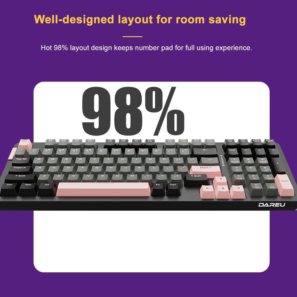 Go! A98 Wired Mechanical Keyboard PC Gamer Linear Switch 98 Keys Hotswappable Gasket RGB Macro Set KB Gamer Accessories