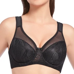 Minimizer Bras Womens Sexy Lace Non Padded Underwire Female Plus Size Adjustable Mesh Lingerie 34 36 38 40 42 44 B C D E F