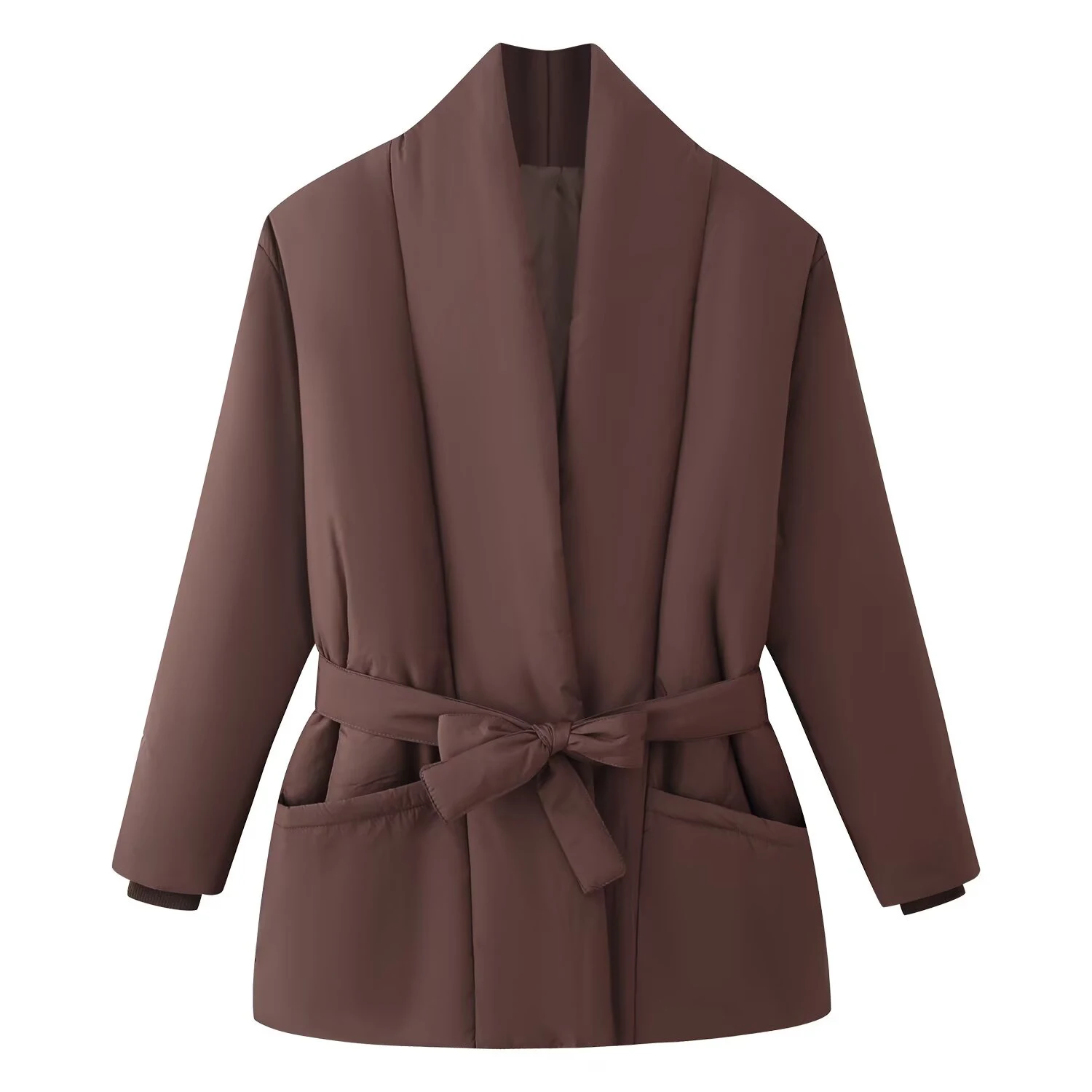 

2025 Winter New Women's Fashion Personalized Temperament Simple and Versatile Solid Color Strap Loose Coat