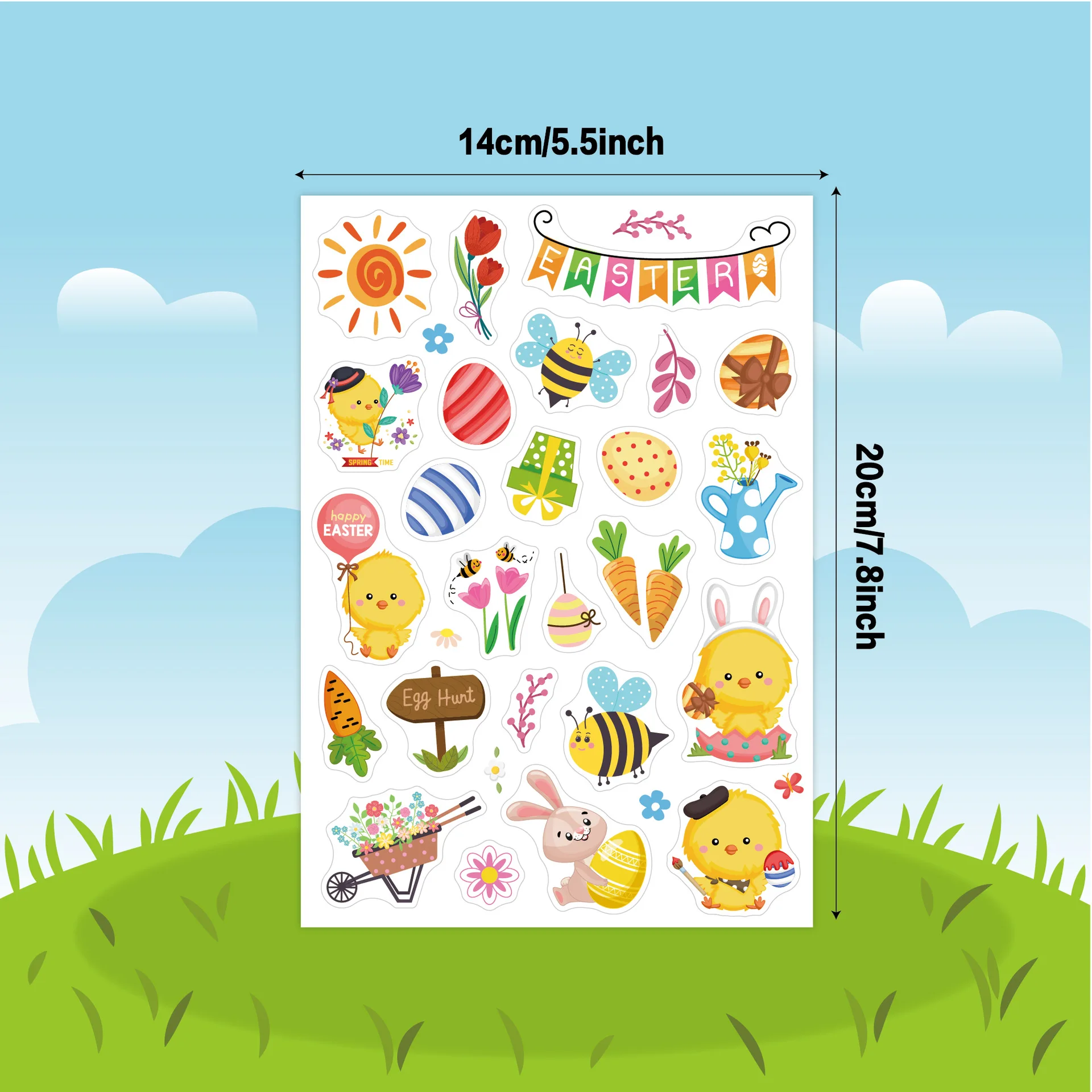 Easter Egg Stickers Cute Cartoon Bunny Rabbit Kids Funny Doodle DIY Craft Party Decoration Decals for Journal Scrapbook Holiday
