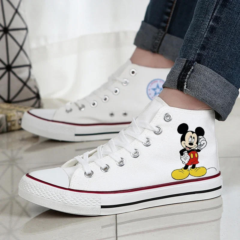 

Парная парусиновая плоская средняя подошва на шнуровке с мультяшным узором, универсальная модная всесезонная повседневная прогулочная обувь большого размера