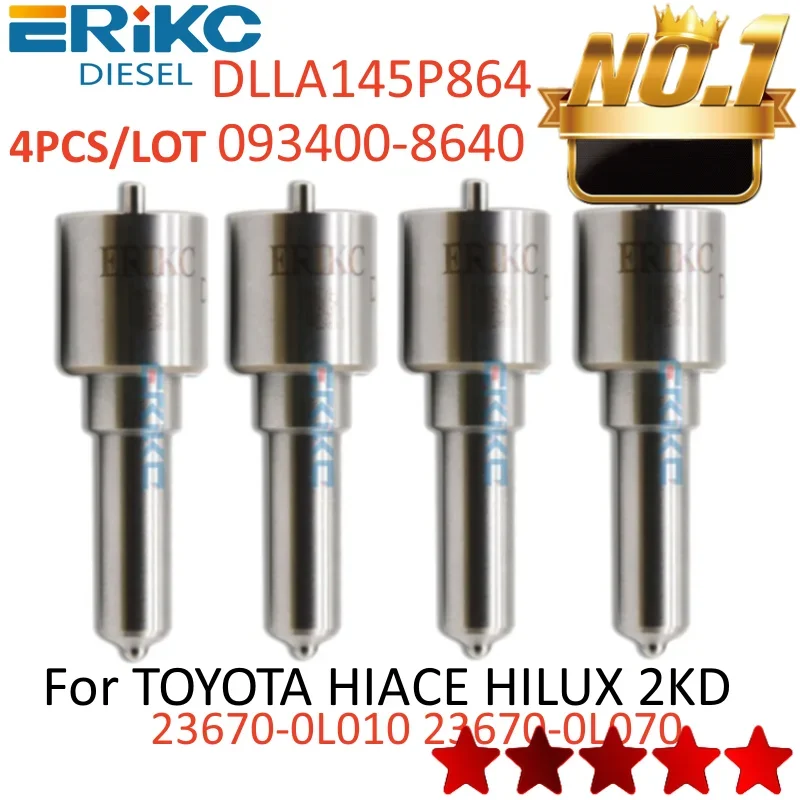 Nozzle DLLA145P864 Common Rail Injector 093400-8640 for TOYOTA HIACE HILUX 2KD 23670-0L010 23670-0L070 4PCS