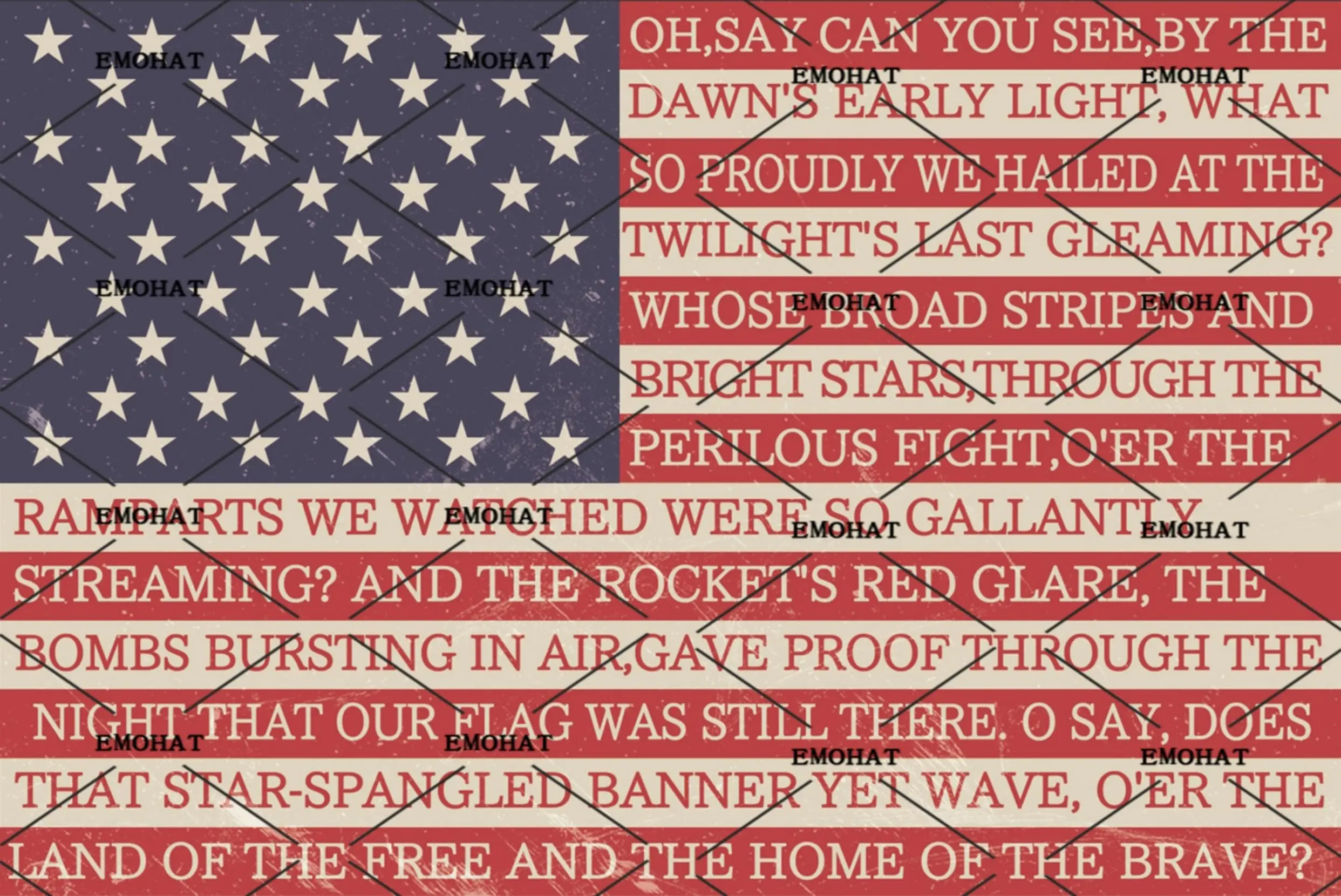 Metal Tin Sign Patriotic USA American Flag with National Anthem US Military Veterans 4th of July Metal Plaque Room Wall Ar sign
