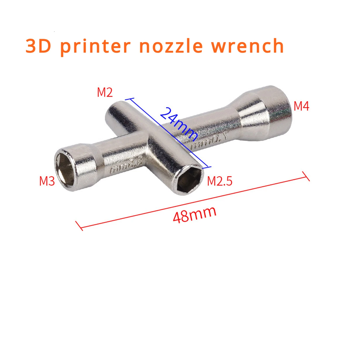 3D Printer Nozzle Tool 4in1 M2 M2.5 M3 M4 Screw Nut Hexagonal Cross Wrench For E3D V6 MK8 Nozzles Mini Spanner