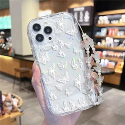 Laser Butterfly Wings Chain Case for VIVO V29 V23 V27 Pro V30 Lite V21E V23E V27E V25E Dreamy Transparent TPU Phone Cover Cases