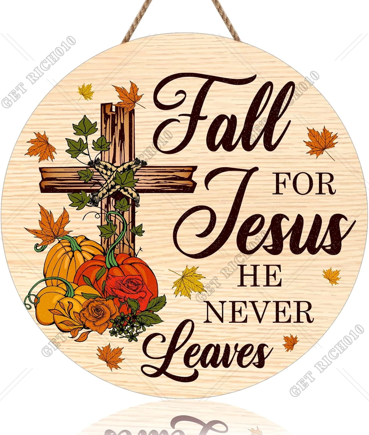 

Fall for Jesus Sign for Home Decorations 12in Religious Pumpkin He Never Leaves Fall Decor Sign Christian Gifts Farmhouse