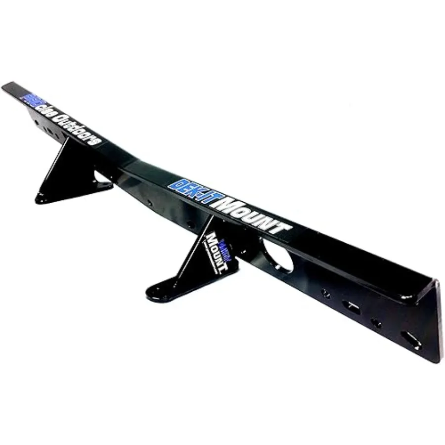 Boat fish finder holder for dual dash mount, 24.75in long, 3/16in thick aluminum, black, durable USA-made design compatible wit