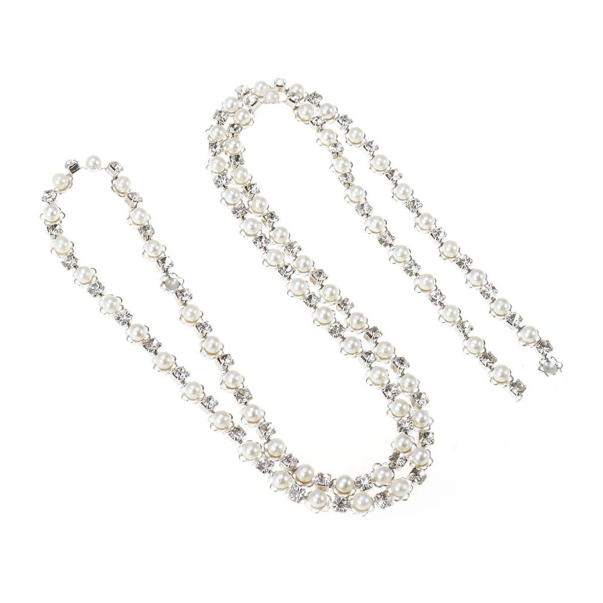 Rhinestone and Pearl Bead Chain for DIY Trim Sewing Craft - 91CM rhinestone chain pearl chain rhinestone applique