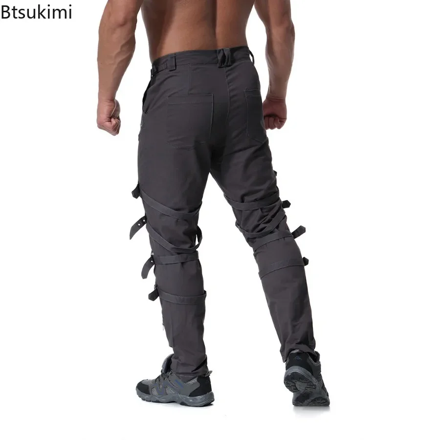 New 2024 Men's Fashion Casual Pants Young Men Personalized Metal Decoration Casual Pants Trendy Cargo Trousers for Men Pants