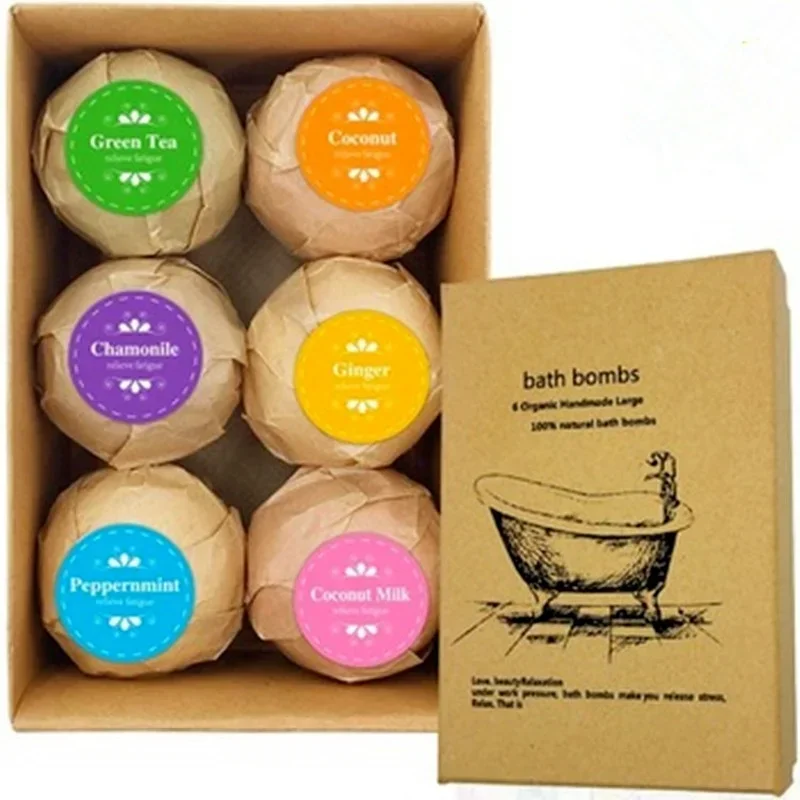 Bola do banho do óleo essencial para a banheira, bola do banho com fragrância, 6pcs