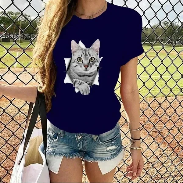 2023 Independent Amazon T-Shirt Women's Short Sleeve Clothing In Stock TEmu Wish Cross-Border E-Commerce Crew Neck Tops